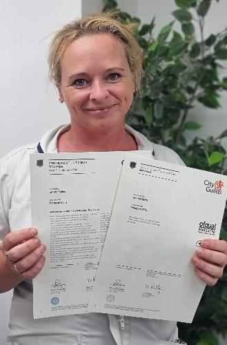 Emma passes with distinction BIG CONGRATULATIONS are being sent out today to our lovely Emma!!!
She's worked so very hard over the past 2 years to pass her NVQ2 (City and Guilds) Diploma in Care, and, she not only gained her pass, she did it all with Distinctions on every level!!! 
We are so proud of her and her amazing achievement.
Emma has been with us for a long time now and is an asset to our team.  She takes her smiles where ever she goes and all our lovely Service Users love her.
Well done Emma, you have done amazingly well and we are all so very proud of you!!! 